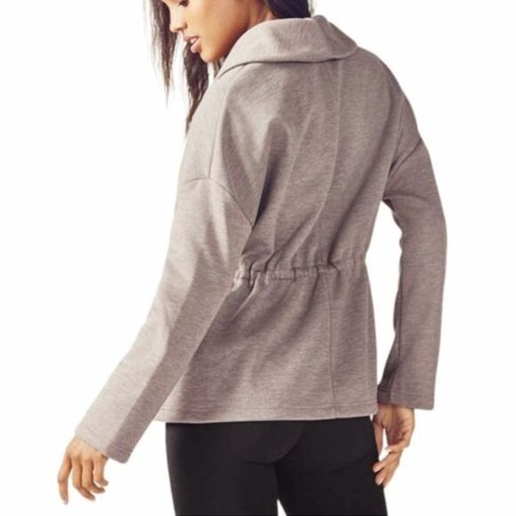 Fabletics Sage Coat Sandstone Terry Fleece Athleisure Cozy Cardigan Size Medium - Picture 4 of 11